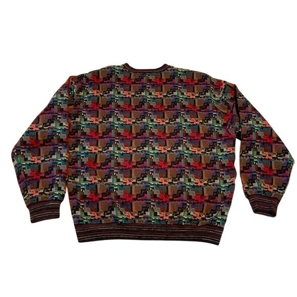 BARNES STORM Sweater Men Large Wool Blend Woven Wave Geometric Art Pattern Vntg - Picture 7 of 11